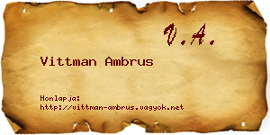 Vittman Ambrus névjegykártya